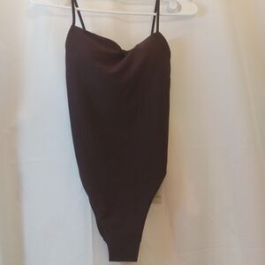 Women's Square Neck High Leg Cheeky One Piece Swimsuit - Shade & Shore™ Brown...